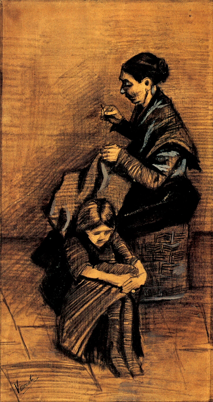  文森特·威廉·梵高  Vincent Willen Van Gogh —— 缝衣服的女人与小孩